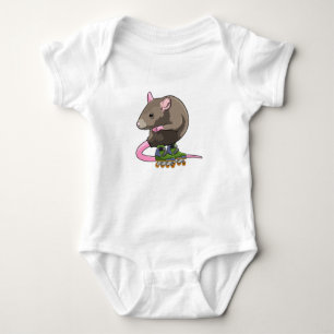 Mouse as Inline skater with Inline skates Baby Bodysuit