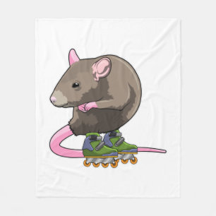 Mouse as Inline skater with Inline skates Fleece Blanket