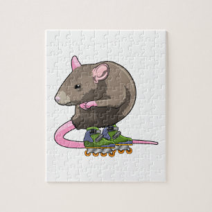 Mouse as Inline skater with Inline skates Jigsaw Puzzle