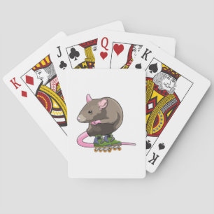Mouse as Inline skater with Inline skates Playing Cards