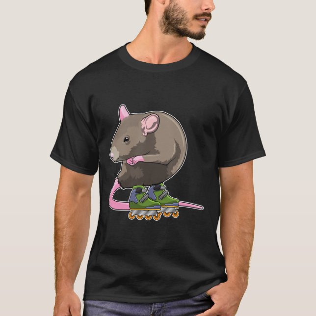Mouse as Inline skater with Inline skates T-Shirt (Front)