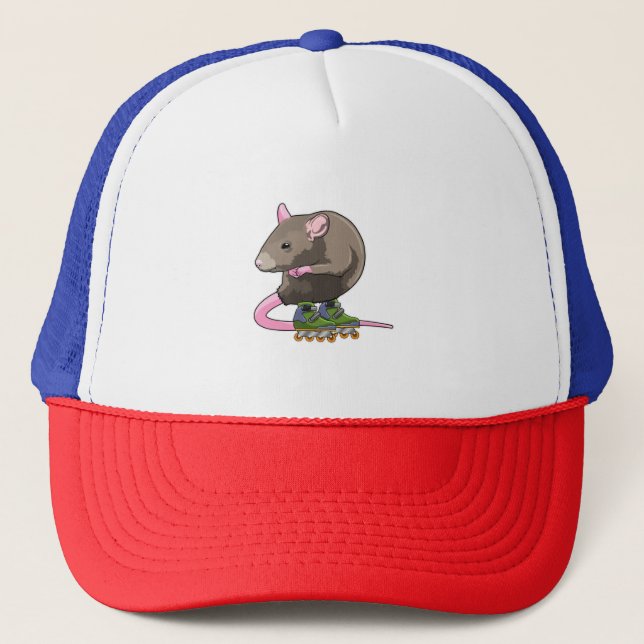 Mouse as Inline skater with Inline skates Trucker Hat (Front)