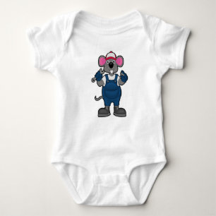Mouse as Mechanic with Screw & Spanner Baby Bodysuit