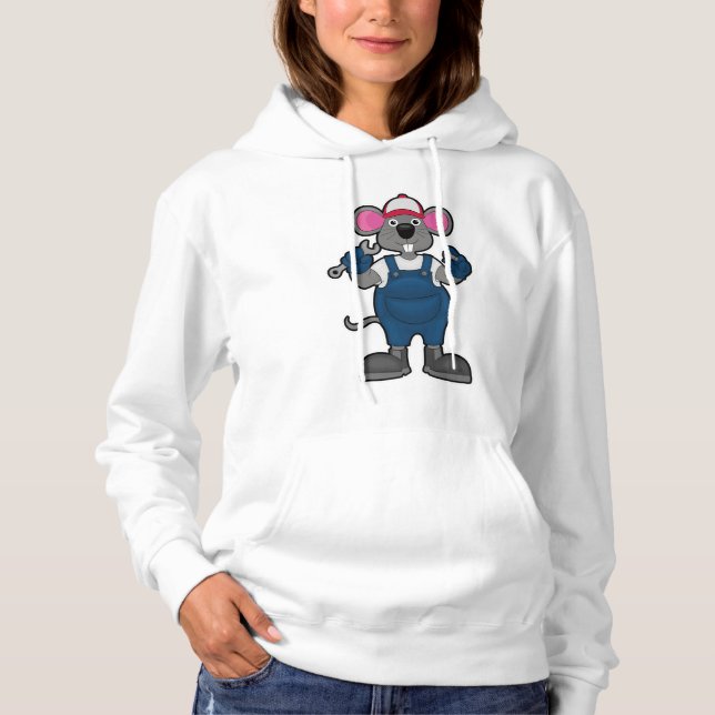 Mouse as Mechanic with Screw & Spanner Hoodie (Front)