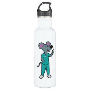 Mouse as Nurse at Vaccination with Syringe 710 Ml Water Bottle