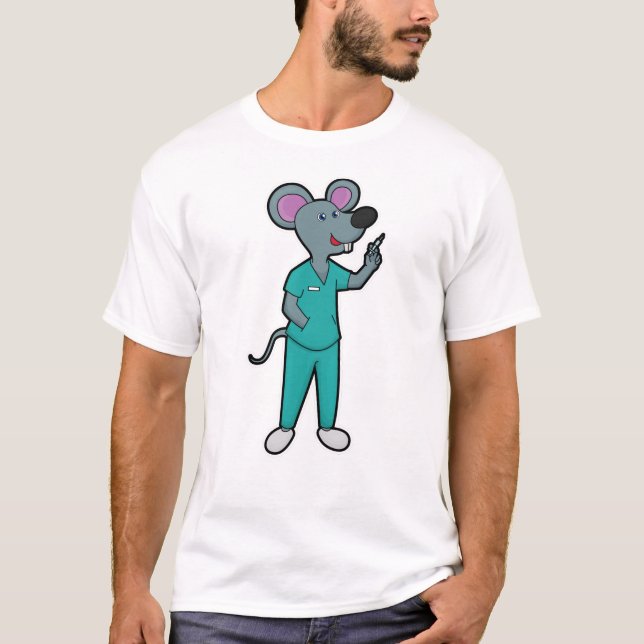 Mouse as Nurse at Vaccination with Syringe T-Shirt (Front)