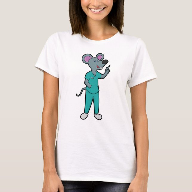Mouse as Nurse at Vaccination with Syringe T-Shirt (Front)