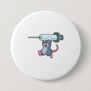 Mouse as Nurse with Syringe.PNG 7.5 Cm Round Badge