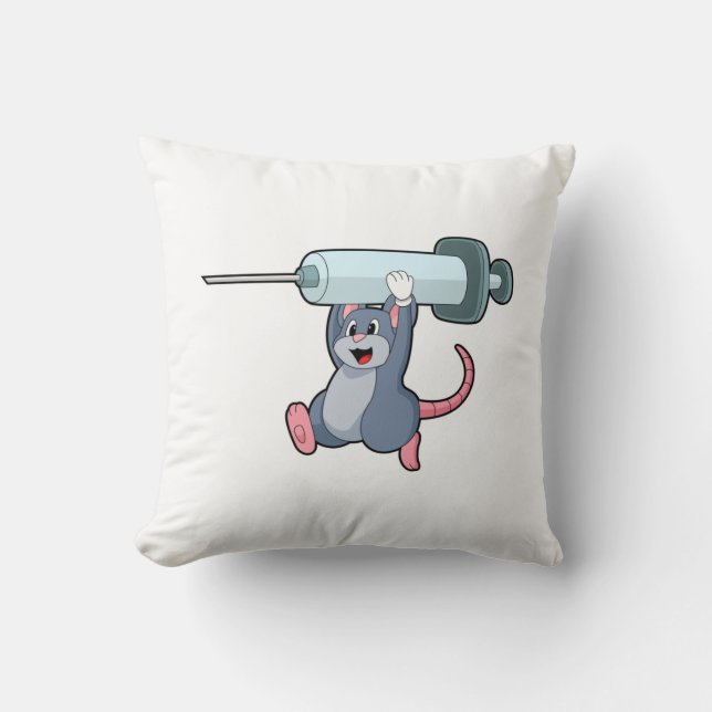 Mouse as Nurse with Syringe.PNG Cushion (Front)