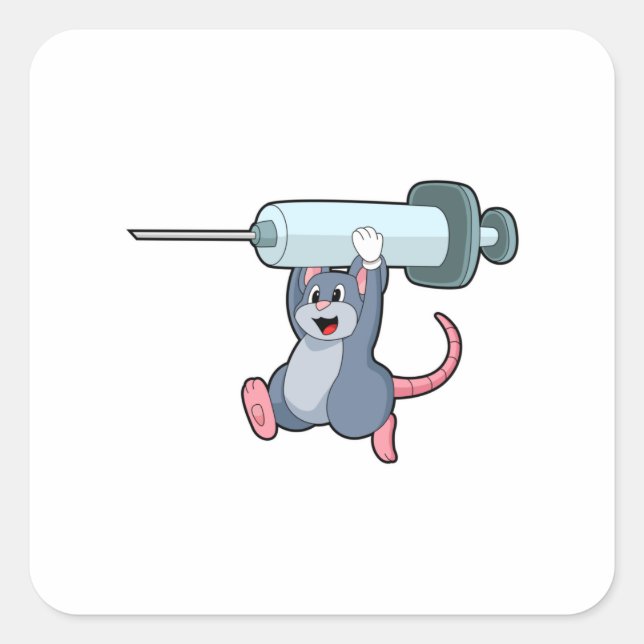 Mouse as Nurse with Syringe.PNG Square Sticker (Front)