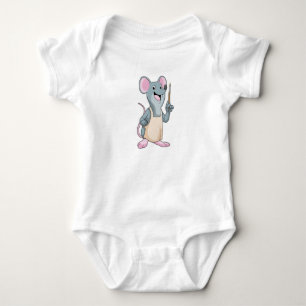 Mouse as Painter with Paint brush Baby Bodysuit