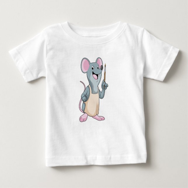 Mouse as Painter with Paint brush Baby T-Shirt (Front)