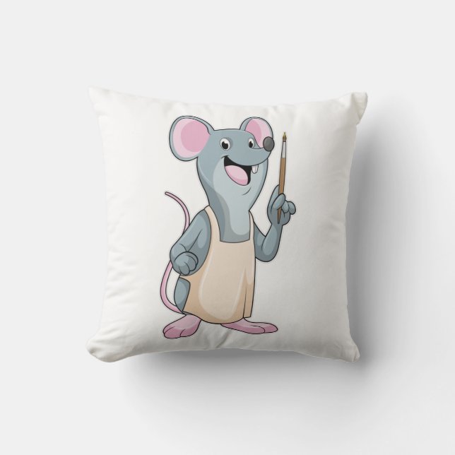 Mouse as Painter with Paint brush Cushion (Front)