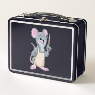 Mouse as Painter with Paint brush Metal Lunch Box