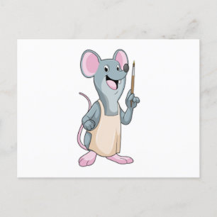 Mouse as Painter with Paint brush Postcard