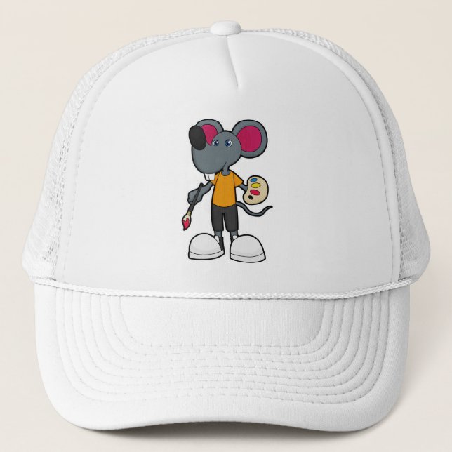 Mouse as Painter with Paint & Brush Trucker Hat (Front)