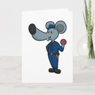 Mouse as Police officer with Doughnut Card