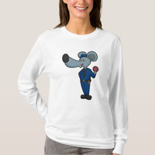Mouse as Police officer with Doughnut T-Shirt