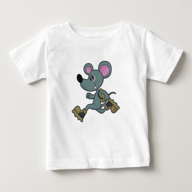 Mouse as Runner with Backpack Baby T-Shirt (Front)