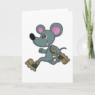 Mouse as Runner with Backpack Card