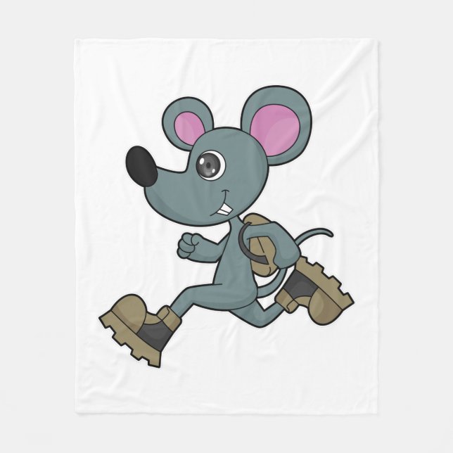 Mouse as Runner with Backpack Fleece Blanket (Front)