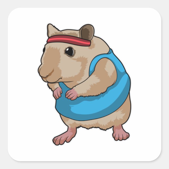 Mouse as Runner with Headband Square Sticker (Front)