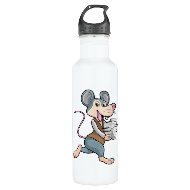 Mouse as Secretary with Paper 710 Ml Water Bottle (Front)