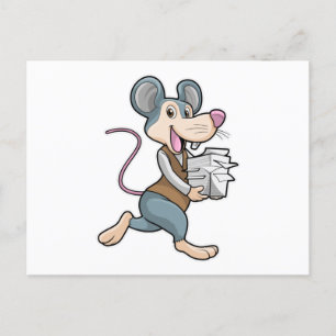 Mouse as Secretary with Paper Postcard