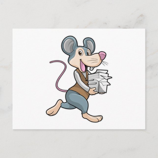 Mouse as Secretary with Paper Postcard (Front)