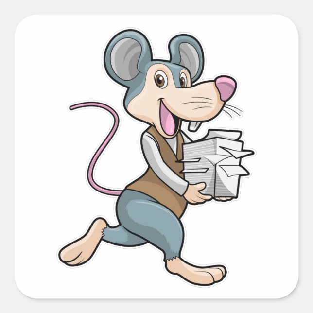 Mouse as Secretary with Paper Square Sticker (Front)