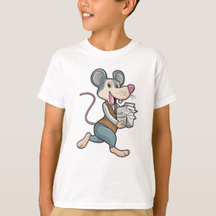 Mouse as Secretary with Paper T-Shirt