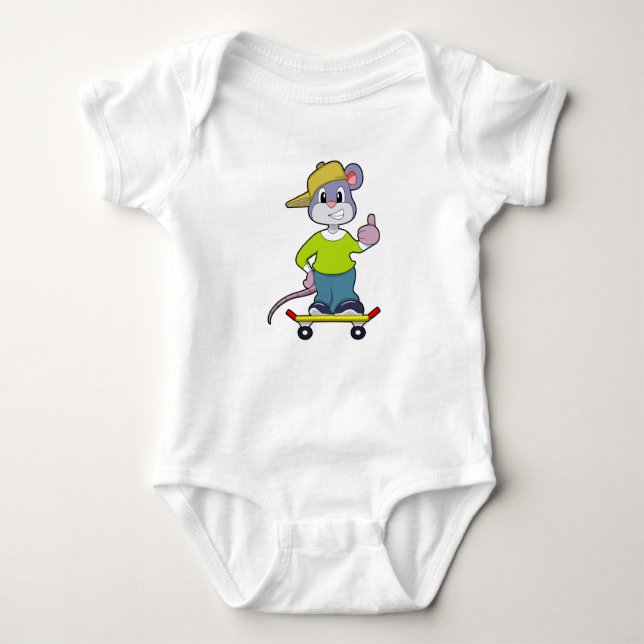 Mouse as Skater with Skateboard Baby Bodysuit (Front)