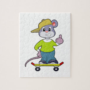 Mouse as Skater with Skateboard Jigsaw Puzzle