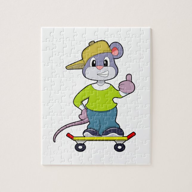 Mouse as Skater with Skateboard Jigsaw Puzzle (Vertical)