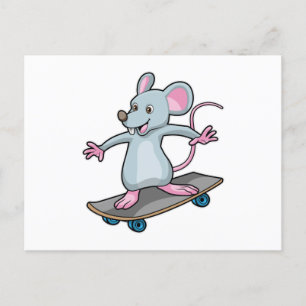 Mouse as Skater with Skateboard Postcard