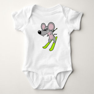 Mouse as Skier with Ski Baby Bodysuit