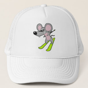 Mouse as Skier with Ski Trucker Hat