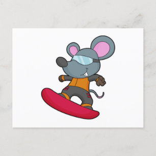 Mouse as Snowboarder with Snowboard Postcard