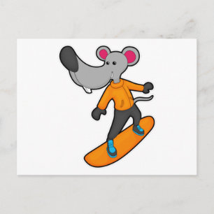 Mouse as Snowboarder with Snowboard Postcard