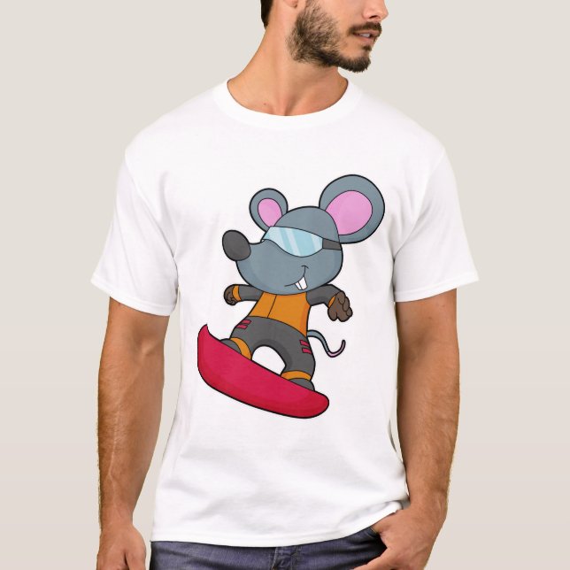 Mouse as Snowboarder with Snowboard T-Shirt (Front)