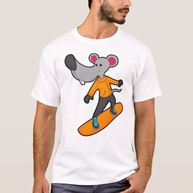 Mouse as Snowboarder with Snowboard T-Shirt (Front)
