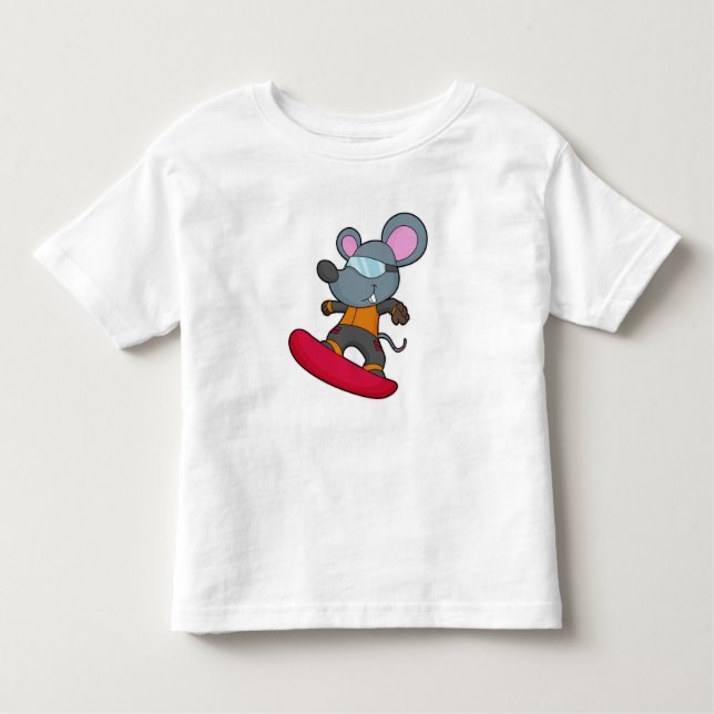Mouse as Snowboarder with Snowboard Toddler T-Shirt (Front)