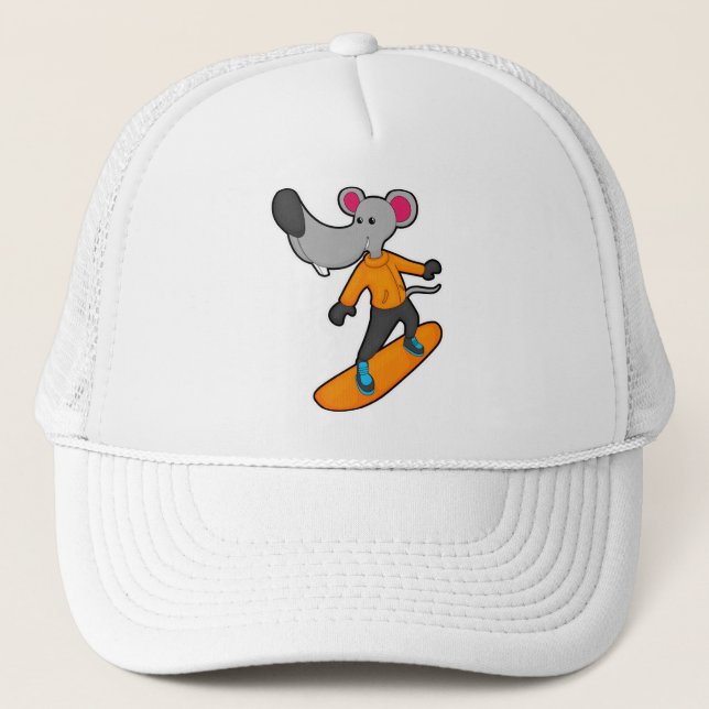 Mouse as Snowboarder with Snowboard Trucker Hat (Front)