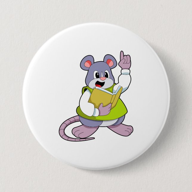 Mouse as Teacher with Book 7.5 Cm Round Badge (Front)
