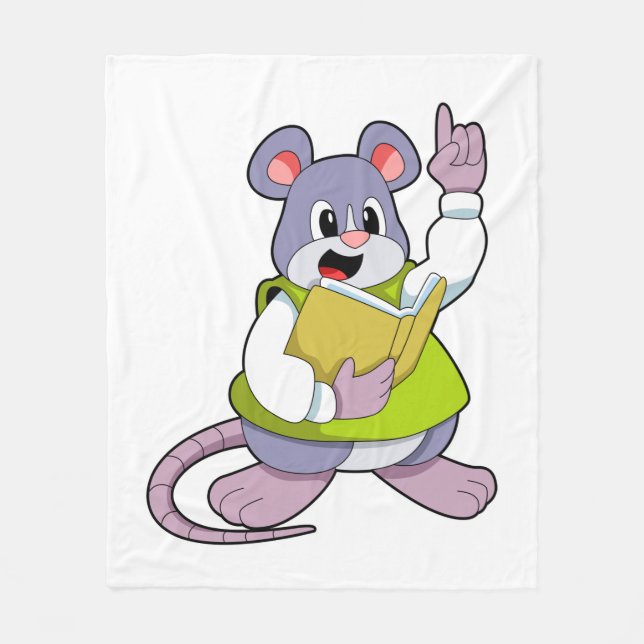 Mouse as Teacher with Book Fleece Blanket (Front)