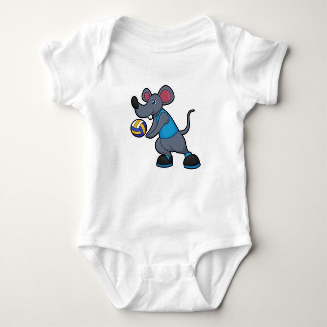 Mouse as Volleyball player with Volleyball Baby Bodysuit (Front)