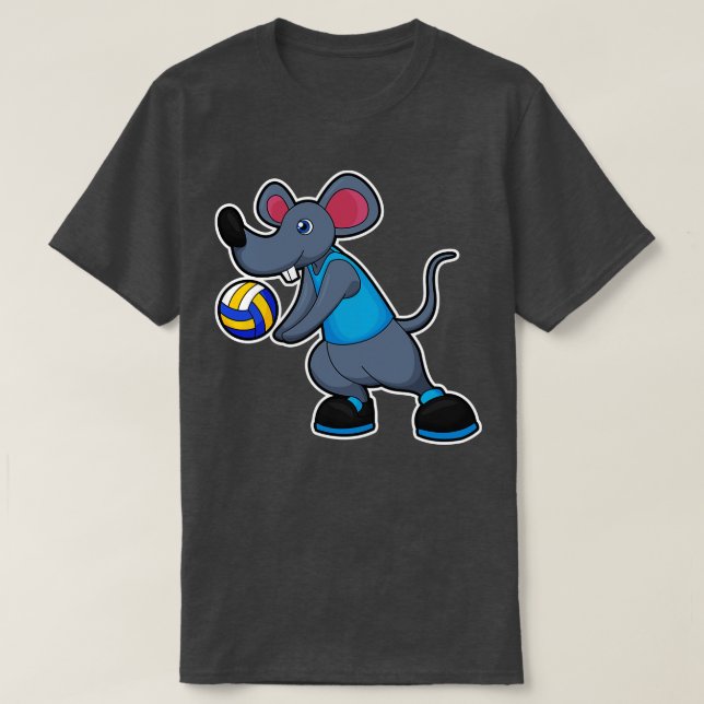Mouse as Volleyball player with Volleyball T-Shirt (Design Front)