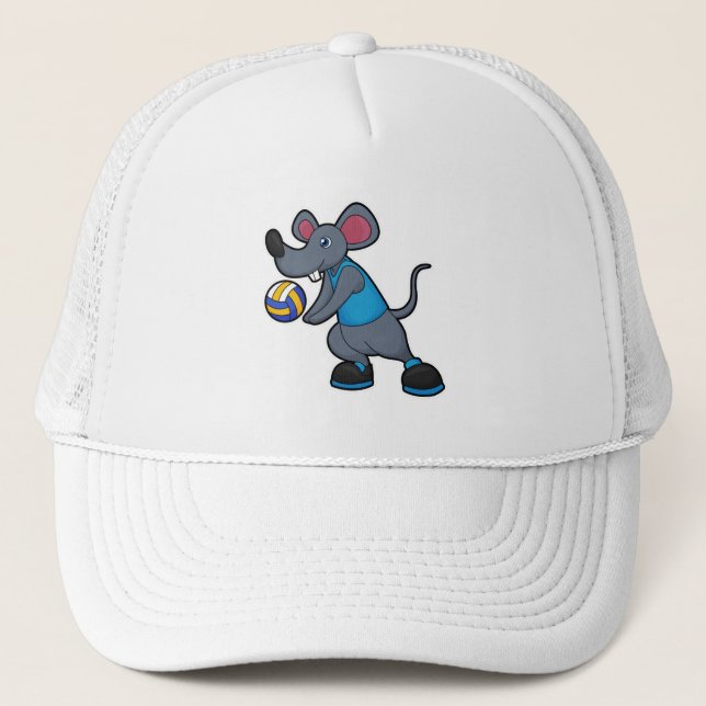 Mouse as Volleyball player with Volleyball Trucker Hat (Front)