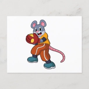 Mouse at Baseball with Baseball glove Postcard