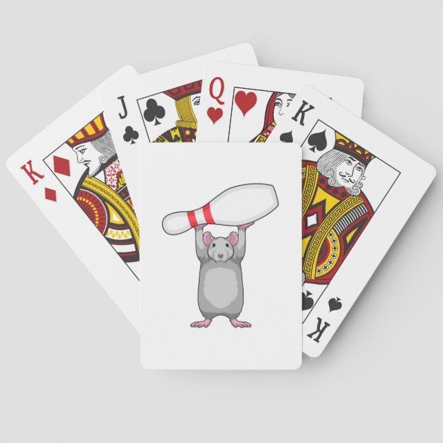 Mouse at Bowling with Bowling pin Playing Cards (Back)